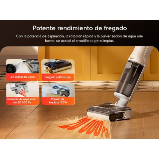 Aspirador sem Fio Lava e Aspira Roborock F25 RT 20000Pa 35min Depósito 0,87L Antiemaranhamento