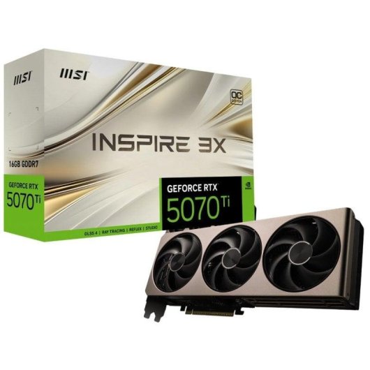 Carte graphique MSI GeForce RTX 5070 Ti INSPIRE 3X OC 16 Go GDDR7 Reflex 2 RTX AI DLSS4