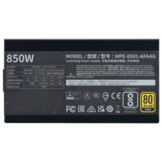 Cooler Master MWE Gold 850 V3 ATX 3.1 PCIe 5.1 850W Modular 80 Plus Gold
