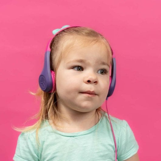 JLab JBuddies Pop Auriculares Infantiles con Cable 85dB Morado/Rosa