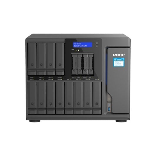 Disco Duro interno QNAP 16 Bahías 8GB DDR4 ECC 2x LAN 2.5GbE SATA RAID TS-1655 NAS Qtier