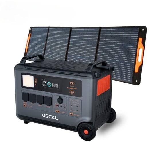 OSCAL PowerMax 3600 Central Eléctrica Portátil de 3600Wh + 1 Panel Solar de PM200Pro 200W