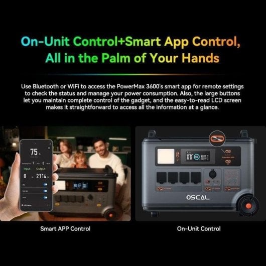 Energie-Station OSCAL PowerMax 3600 3600Wh 4 AC 4 USB-A 2 USB-C LiFePO4 Panel Solarladegerät Schnellladefunktion