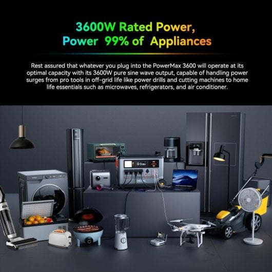 OSCAL PowerMax 3600 Estação de Energia Portátil de 3600Wh + 1 Pack de Bateria BP3600