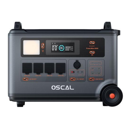 OSCAL PowerMax 6000 Central Eléctrica Portátil Generador Solar Expandible LiFePO4 de 6000W y 3600Wh
