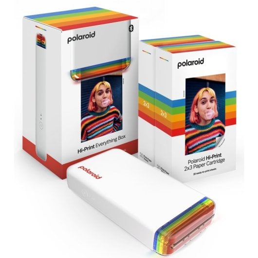 Polaroid Hi-Print Everything Box Pack Impresora Hi-Print 2x3 Blanca + 40 Hojas Fotográficas Adhesivas