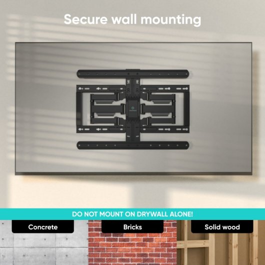 Supporto da parete per TV Onkron SM6-B per TV da 32" a 90" fino a 50 Kg max. VESA 600x400 Nero