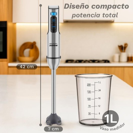 Batteuse Main Grunkel BM-2000 2000W Turbo Vaso 800ml Inox