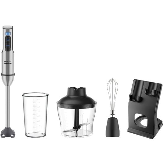Frullatore a immersione Grunkel BM-2000SET con funzione turbo, 2000 W, include accessori in acciaio inossidabile