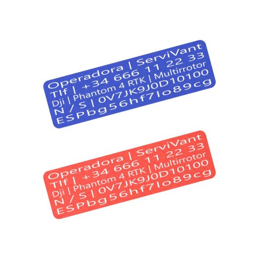 Servivant Placa Identificativa 5 Líneas Para Drones Personalizable (pack 2 Uds.) Cumple Normativa Aesa