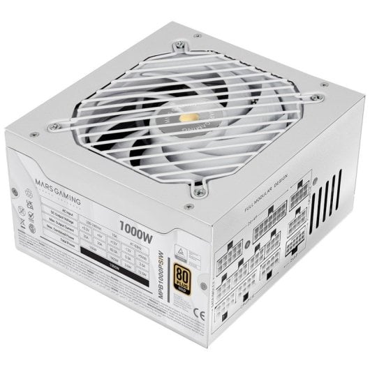 Mars Gaming MPB1000PSI Fonte de Alimentação Modular ATX 3.1 1000W 80 Plus Gold Branca