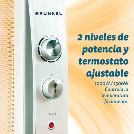Grunkel Rmc-1500 Radiador De Mica De 3 Elementos 1500w Blanco