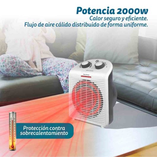 Grunkel WB-2000PLUSBL Calefactor 2000W 2 Niveles De Potencia Blanco