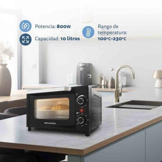 Horno Sobremesa Grunkel HR-10MINI 10L 37x31x23cm Grill Temporizador Negro