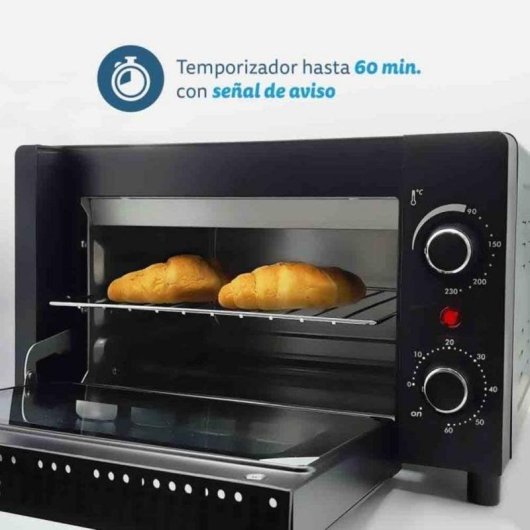 Horno Sobremesa Grunkel HR-10MINI 10L 37x31x23cm Grill Temporizador Negro