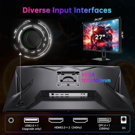 KTC H27E22P Monitor Gaming 27" Fast VA LED FHD 280Hz Compatível com FreeSync/G-Sync