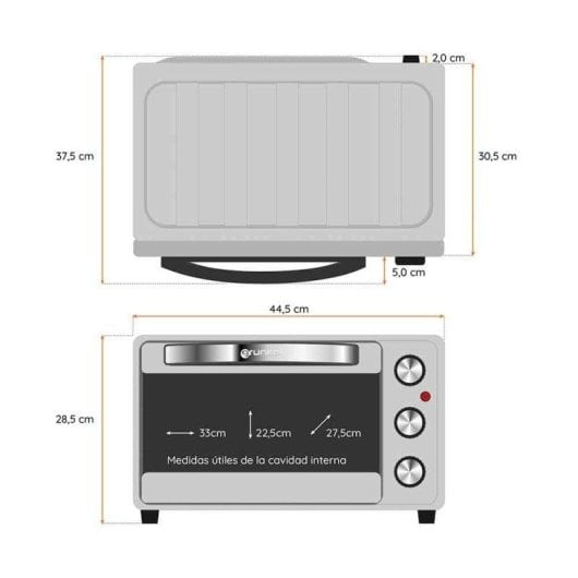 Horno elektrisch Grunkel HR-23SS 23L Inox mit Grill und Timer