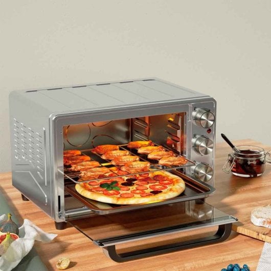 Four électrique multifonction de table Grunkel HR-23SS 23 L 1 600 W en acier inoxydable