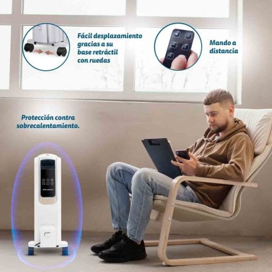 Grunkel RAC-10PIROSDIGITAL Radiador Digital De Aceite Mando A Distancia 2500W Blanco
