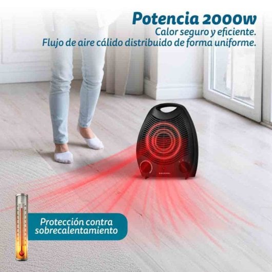 Grunkel WB-2000 Heizgerät, 2000 W und 2 Leistungsstufen, schwarz