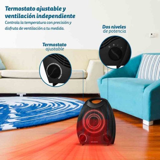 Grunkel WB-2000 Heizgerät, 2000 W und 2 Leistungsstufen, schwarz