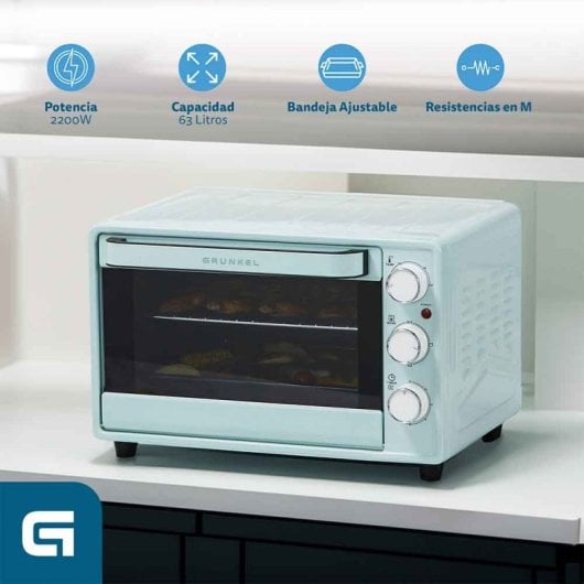 Grunkel HR-23AZURE Horno Eléctrico Multifunción De Sobremesa  De 23L 1600W Verde Agua