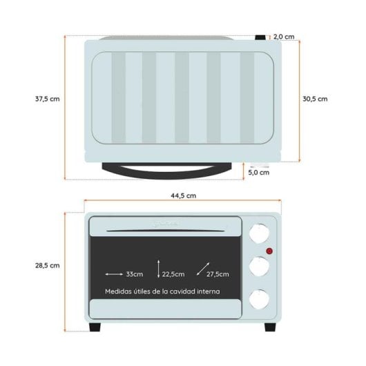 Grunkel HR-23AZURE Horno Eléctrico Multifunción De Sobremesa  De 23L 1600W Verde Agua