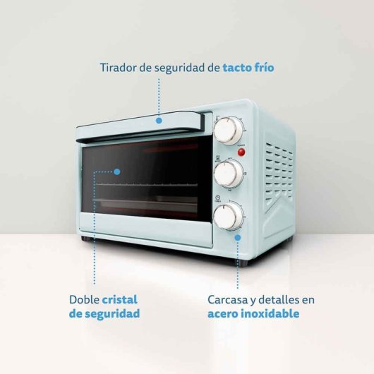 Grunkel HR-23AZURE Horno Eléctrico Multifunción De Sobremesa  De 23L 1600W Verde Agua