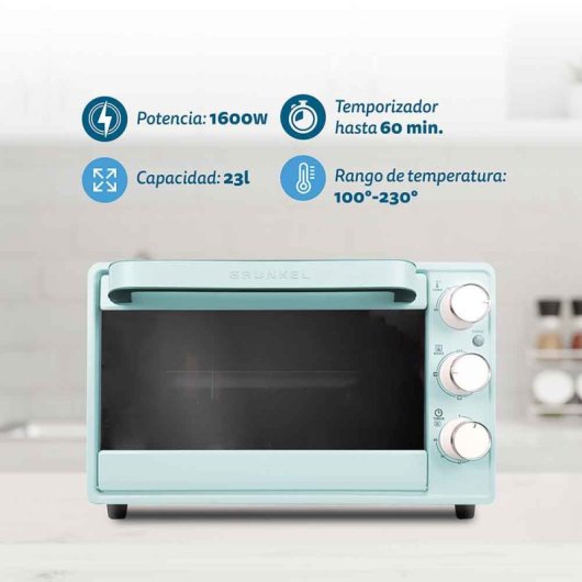 Grunkel HR-23AZURE Horno Eléctrico Multifunción De Sobremesa  De 23L 1600W Verde Agua
