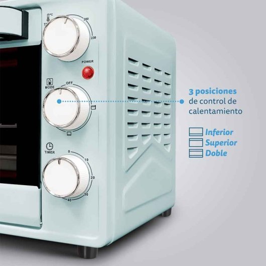 Grunkel HR-23AZURE Horno Eléctrico Multifunción De Sobremesa  De 23L 1600W Verde Agua