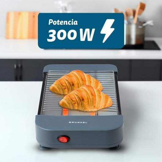 Platte broodrooster Grunkel TSP-MINISIZE 1 of 2 sneetjes 300 W Grijs
