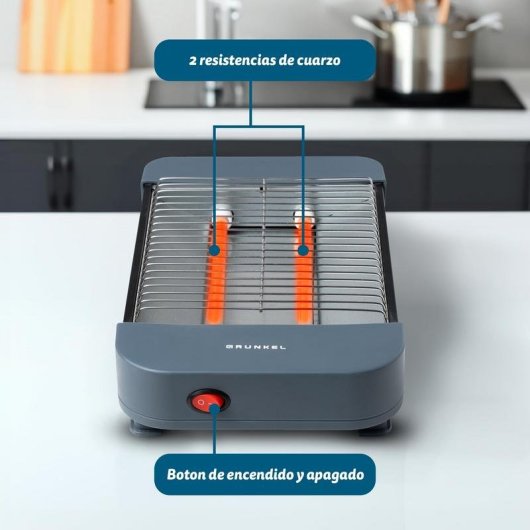 Platte broodrooster Grunkel TSP-MINISIZE 1 of 2 sneetjes 300 W Grijs