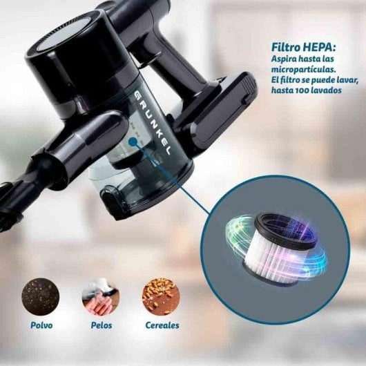 Aspirador sem Fio Grunkel ASP-27KPA 350W 45min Filtro HEPA Depósito 0,8L