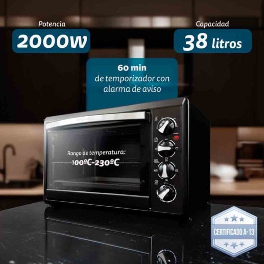 Grunkel HR-38NRM Horno Eléctrico Multifunción De Sobremesa De 38L 2000W Negro
