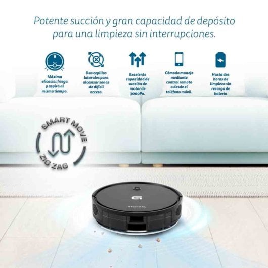Grunkel I-DANCERGYRO Robot Aspirador 2 Em 1 Com Navegação Giroscópica e Controlo Wi-fi Preto