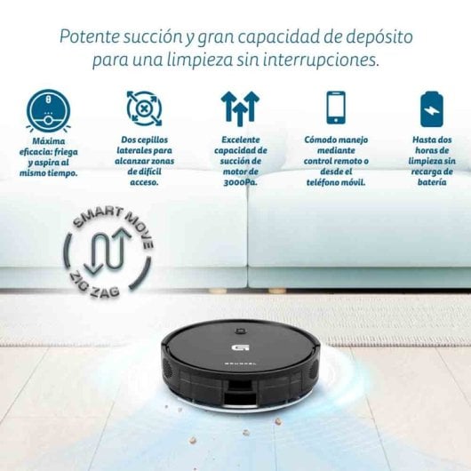 Grunkel I-DANCERGYRO Robot Aspirador 2 Em 1 Com Navegação Giroscópica e Controlo Wi-fi Preto