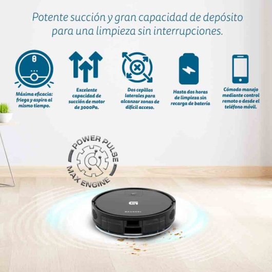 Grunkel I-dancereasy Robot Aspiradora 2 En 1 Con Navegación Libre Y Control Wi-fi Negro