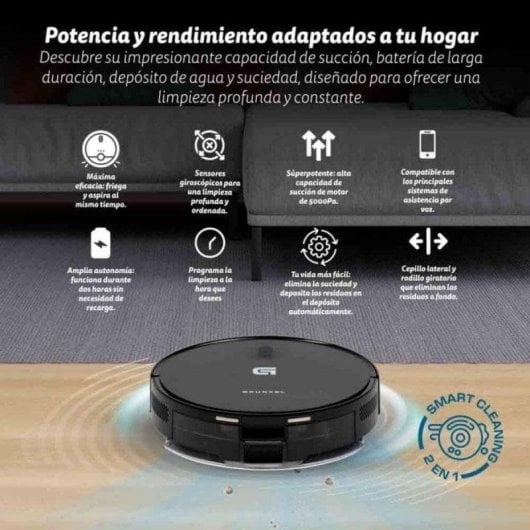 Robot Aspirador y Fregasuelos Grunkel I-dancerturbobrush con Autovaciado Navegación Láser 5.000 Pa Control por Voz