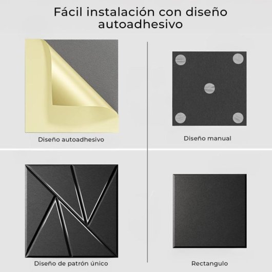 Yoevu Pack 12 Paneles Acústicos Rectangulares Con Diseño Geométrico 30x30x1cm Negros