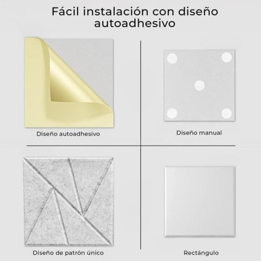 Yoevu Pack 12 Painéis Acústicos Retangulares com Design Geométrico 30x30x1cm Cinzentos