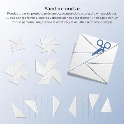 Yoevu Pack 12 Paneles Acústicos Rectangulares Con Diseño Geométrico 30x30x1cm Blancos