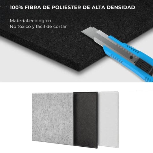 Yoevu Pack 12 Painéis Acústicos Retangulares de Alta Densidade 230kg/m 30x30x1cm Cinzentos