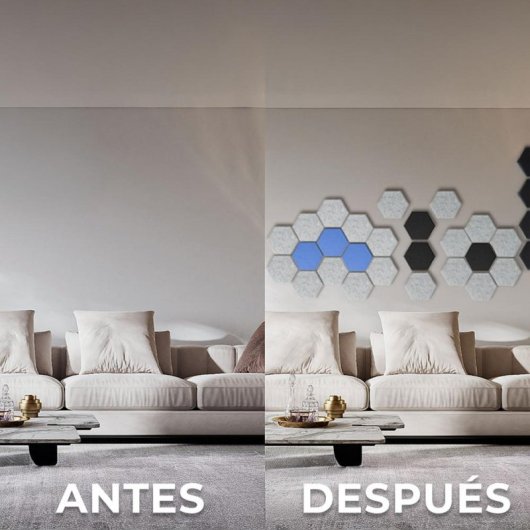 Yoevu Pack 12 Painéis Acústicos Hexagonais Adesivos para Insonorização 30x26x1cm Cinzentos