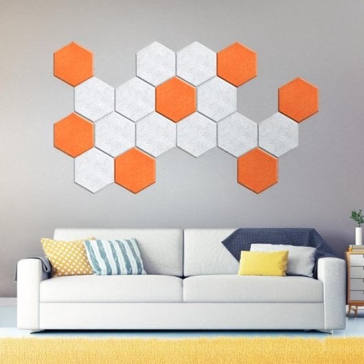 Yoevu Pack 12 Paneles Acústicos Hexagonales Autoadhesivos De Insonorización 30x26x1cm Naranja