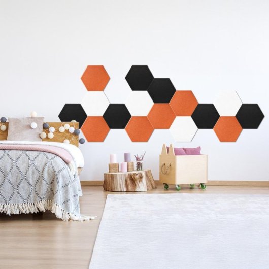 Yoevu Pack 12 Paneles Acústicos Hexagonales Autoadhesivos De Insonorización 30x26x1cm Naranja
