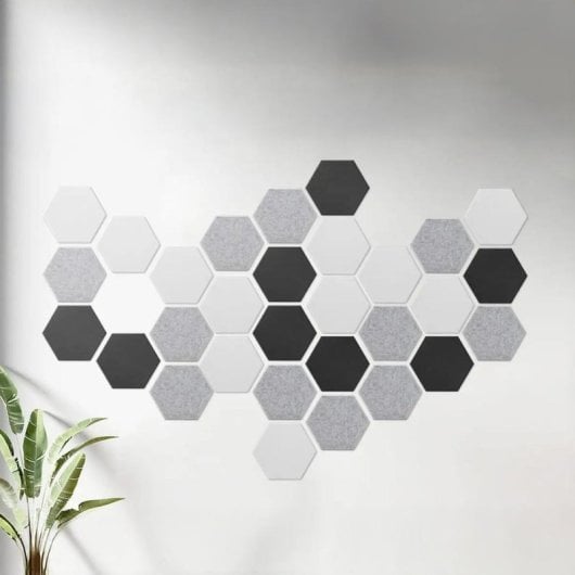 Yoevu Pack 12 Paneles Acústicos Hexagonales Autoadhesivos De Insonorización 30x26x1cm Negro
