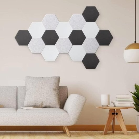 Yoevu Pack 12 Paneles Acústicos Hexagonales Autoadhesivos De Insonorización 30x26x1cm Negro