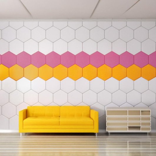 Yoevu Pack 12 Paneles Acústicos Hexagonales Autoadhesivos De Insonorización 30x26x1cm Rosa