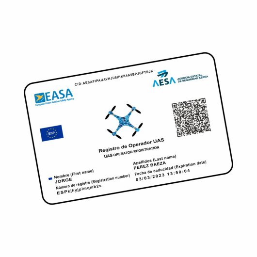 Servivant Tarjeta PVC EASA Personalizable Impresión 1 Cara Número Operador + Certificado Dron