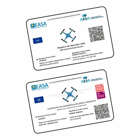 Servivant Tarjeta PVC AESA Personalizable Impresión Doble Cara Número Operador + Certificado Dron